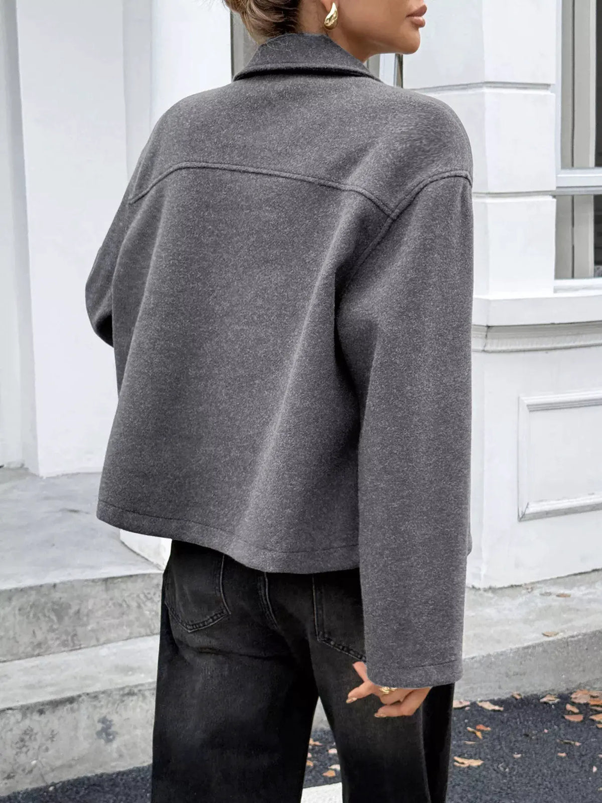 Zip-Up Dropped Shoulder Jacket by Partner Label