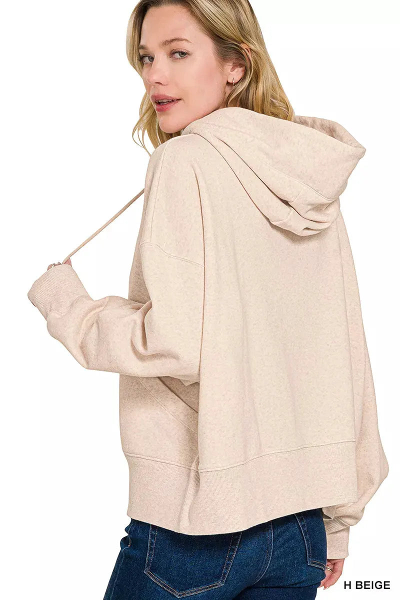 Zenana Oversized Fleece Kangaroo Pocket Hoodie by Zenana
