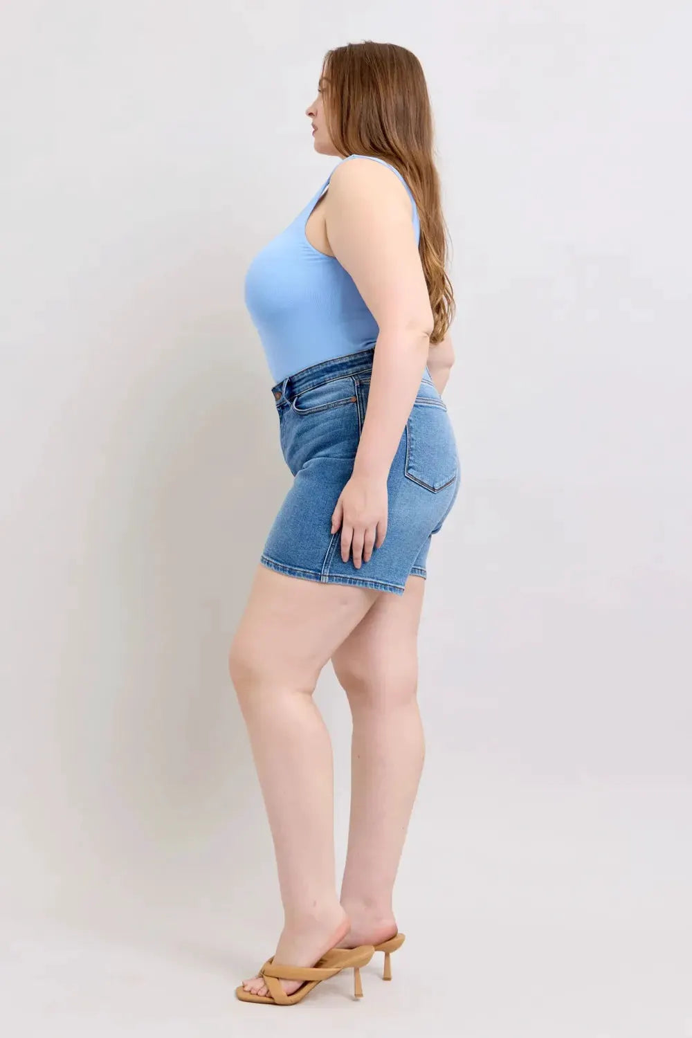Judy Blue Full Size 2 Button Denim Shorts with Pockets Plus Size by Judy Blue