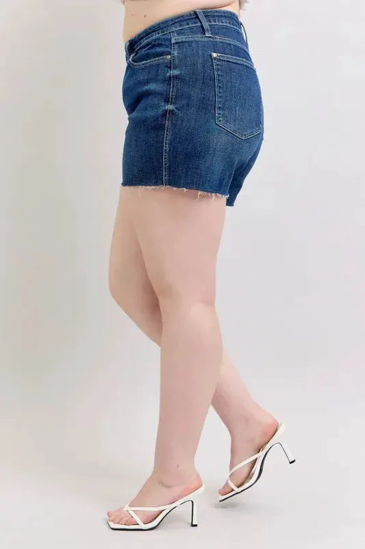 Judy Blue Full Size High Waist Criss-Cross Waistband Denim Shorts Plus Size by Judy Blue