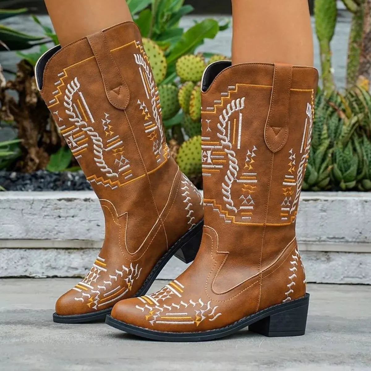 Point Toe Block Heels Boots by Partner Label