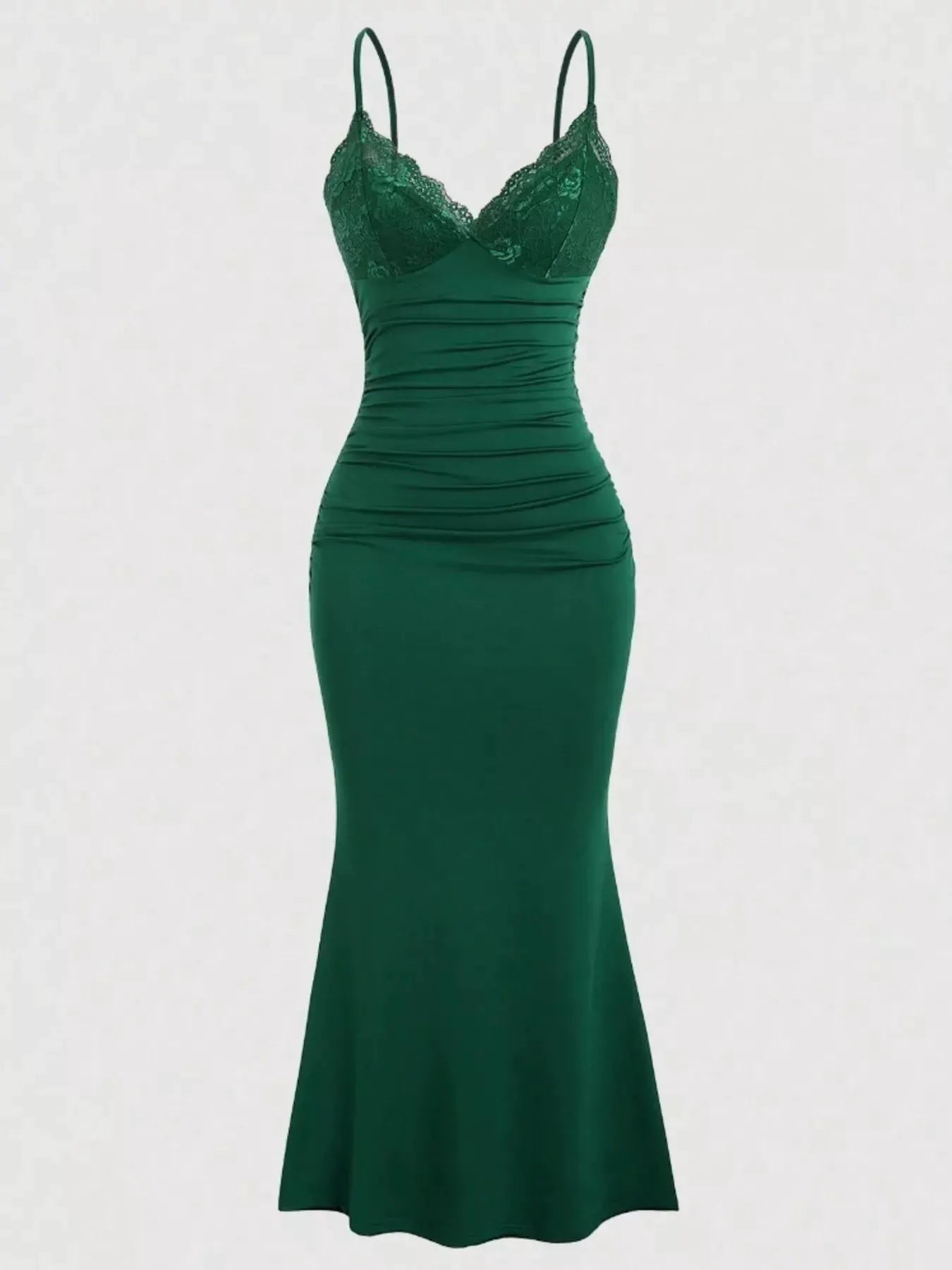 Lace Trim Ruched Mermaid Dress by Partner Label