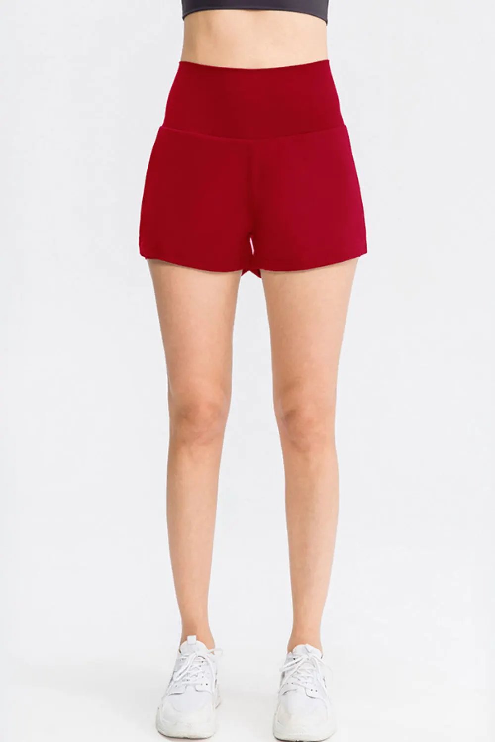 Wide Waistband Sports Shorts with Pockets by Partner Label