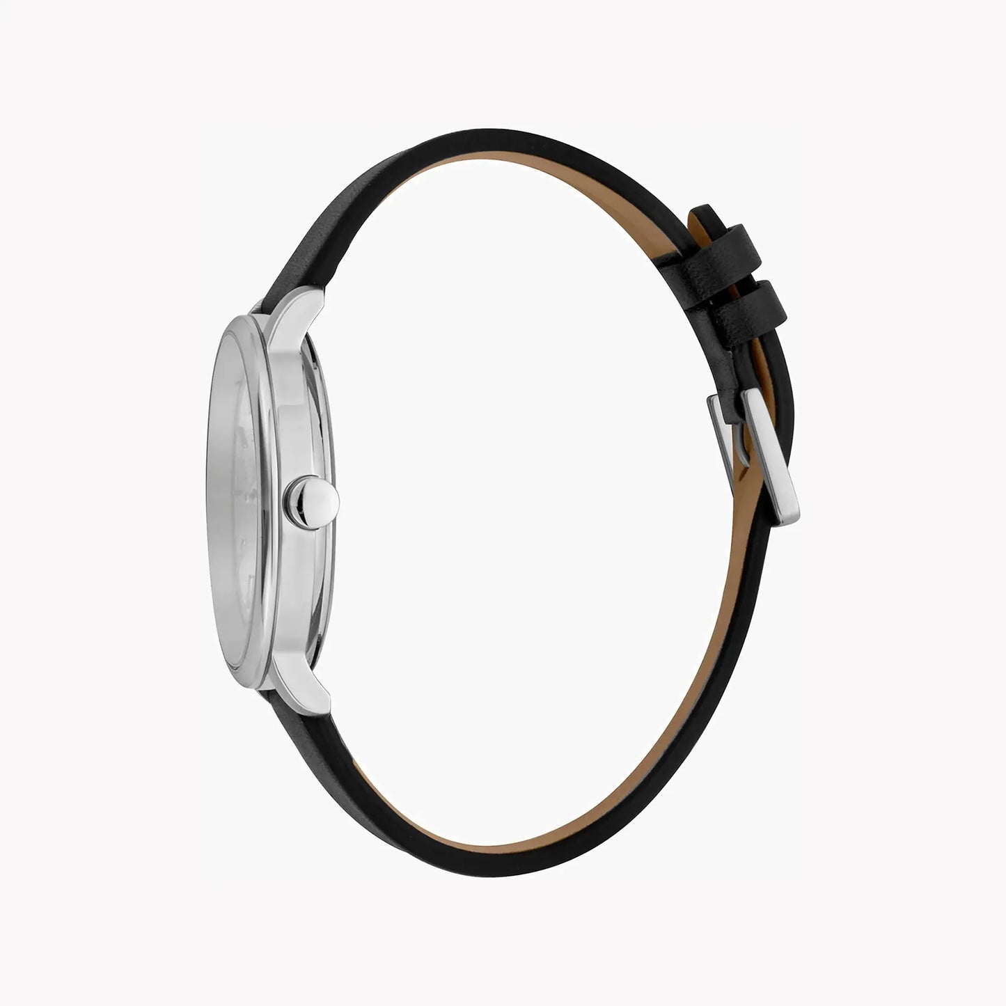 Esprit Men's Black Leather Watch, Silver Dial | Es1g201m0035 by ESPRIT