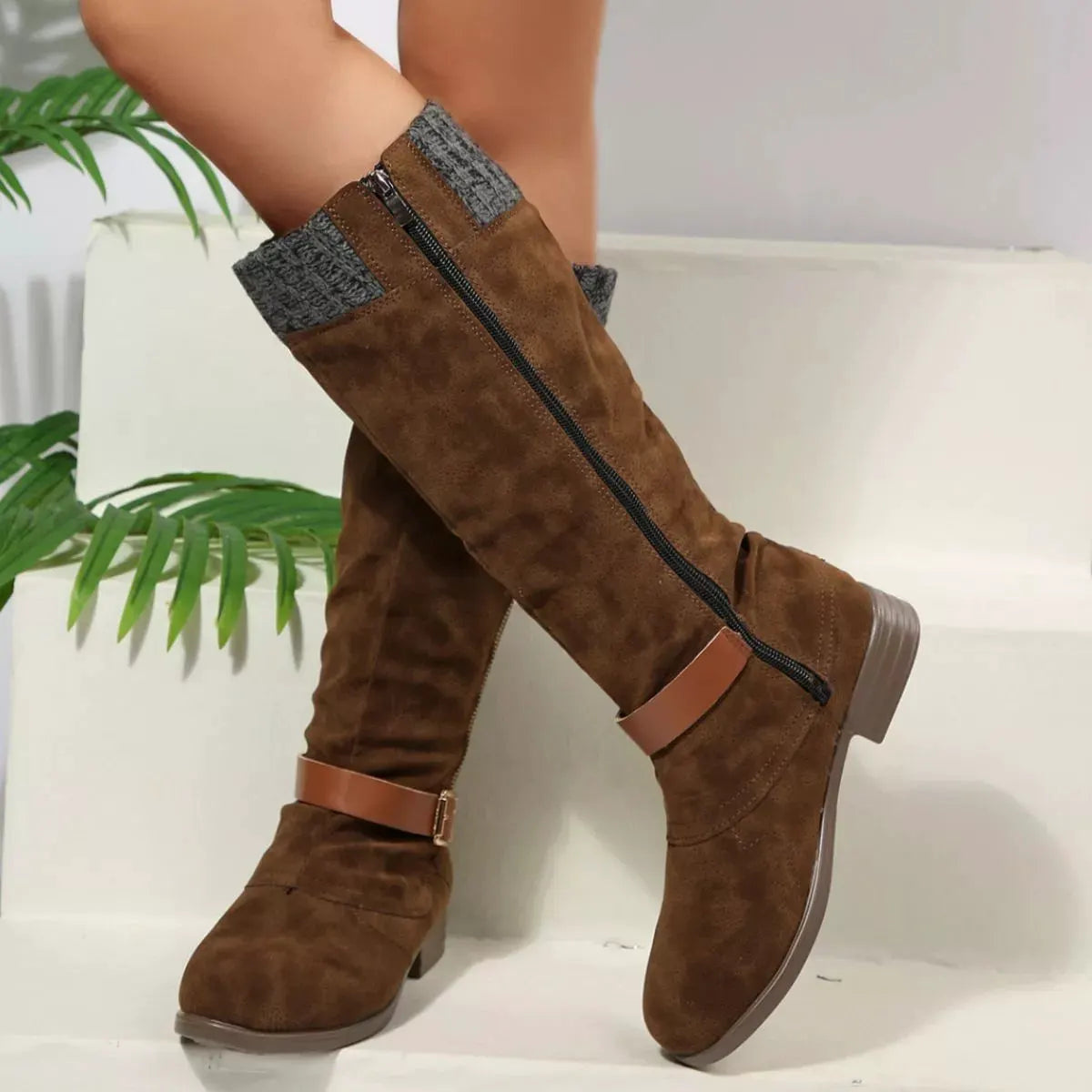 Round Toe Block Heels Boots by Partner Label