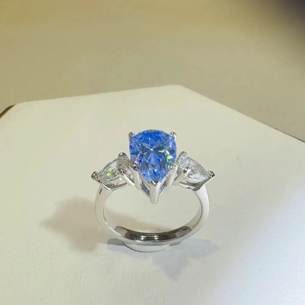 2 Carat 925 Sterling Silver Moissanite Teardrop Shape Ring by Partner Label