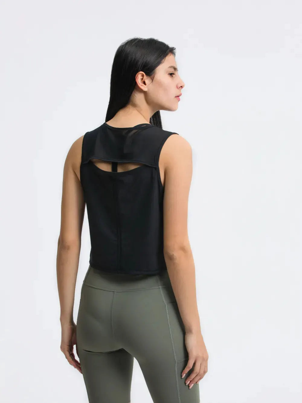 Millennia Round Neck Cropped Active Tank by Millennia
