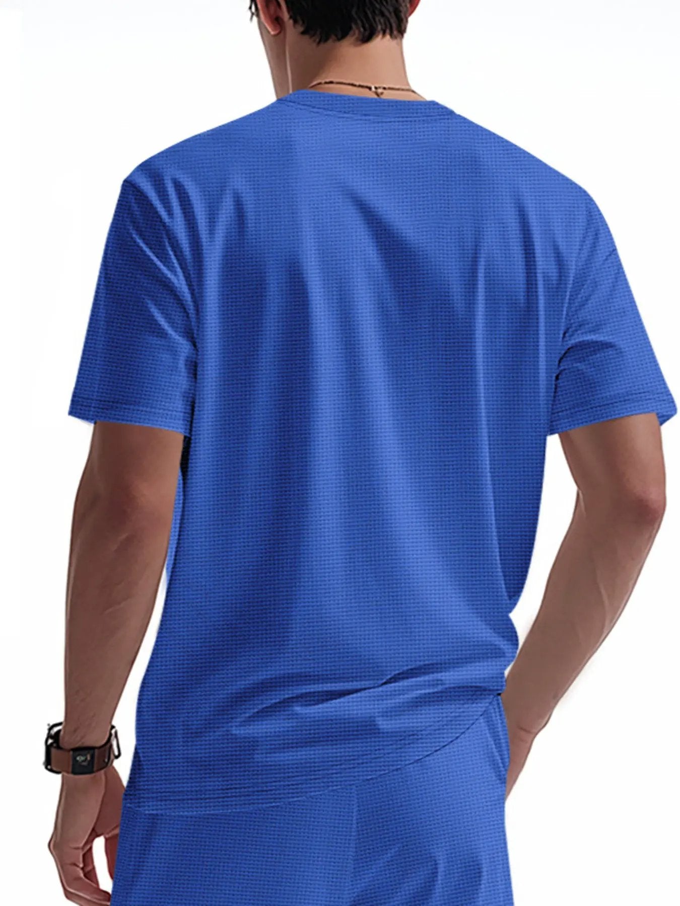 Men's Full Size Lace-Up Neck T-Shirt Plus Size by Trendsi