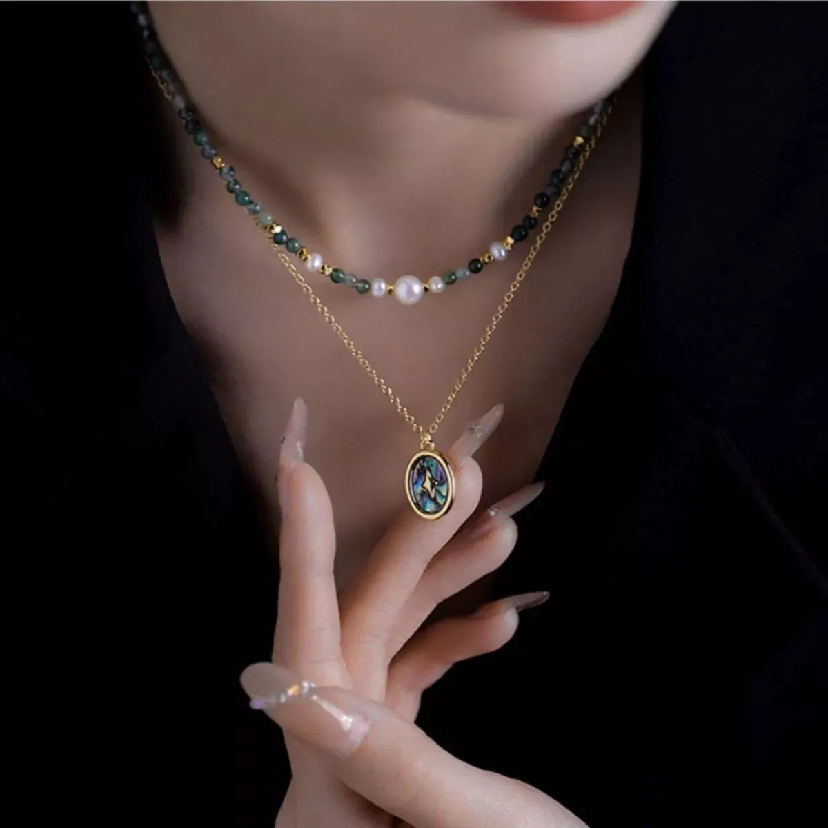 2 Piece Freshwater Pearl 18K Gold-Plated Pendant Necklace by Partner Label
