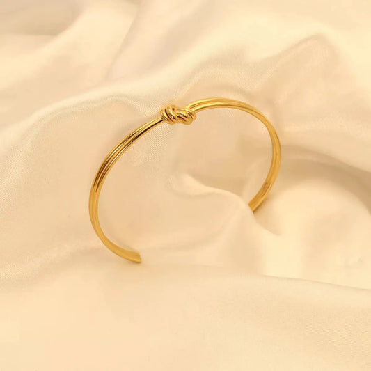 18K Gold-Plated Knot Open Bracelet by Partner Label