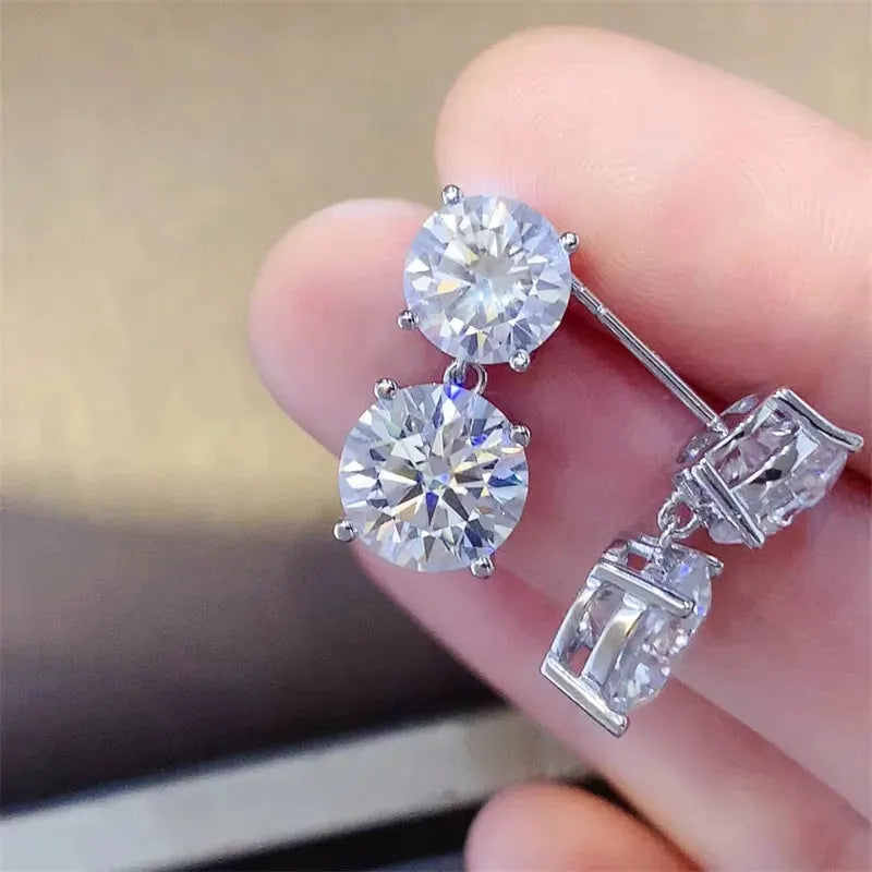 10 Carat Moissanite 925 Sterling Silver Earrings by Partner Label
