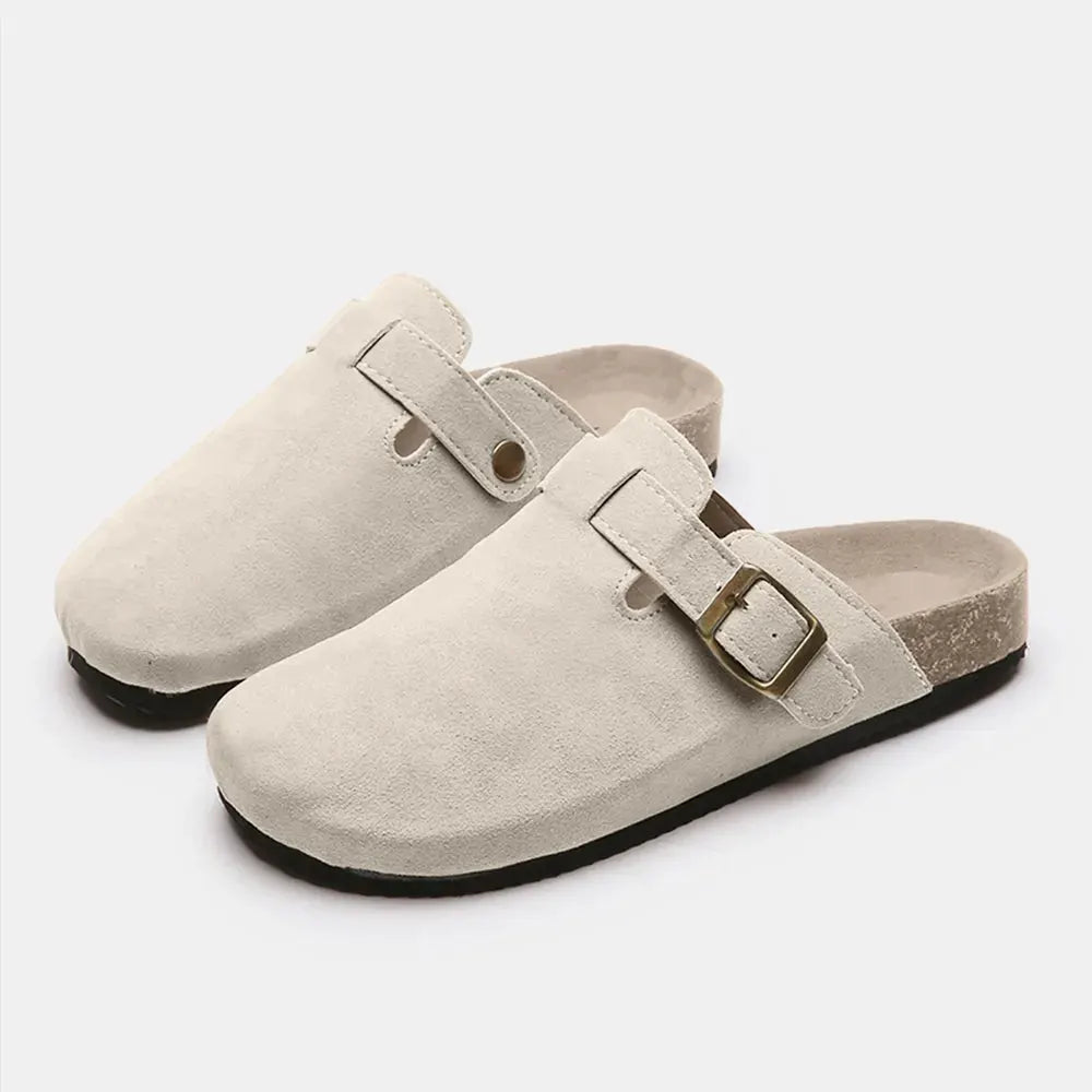Suede Closed Toe Buckle Slide by Partner Label