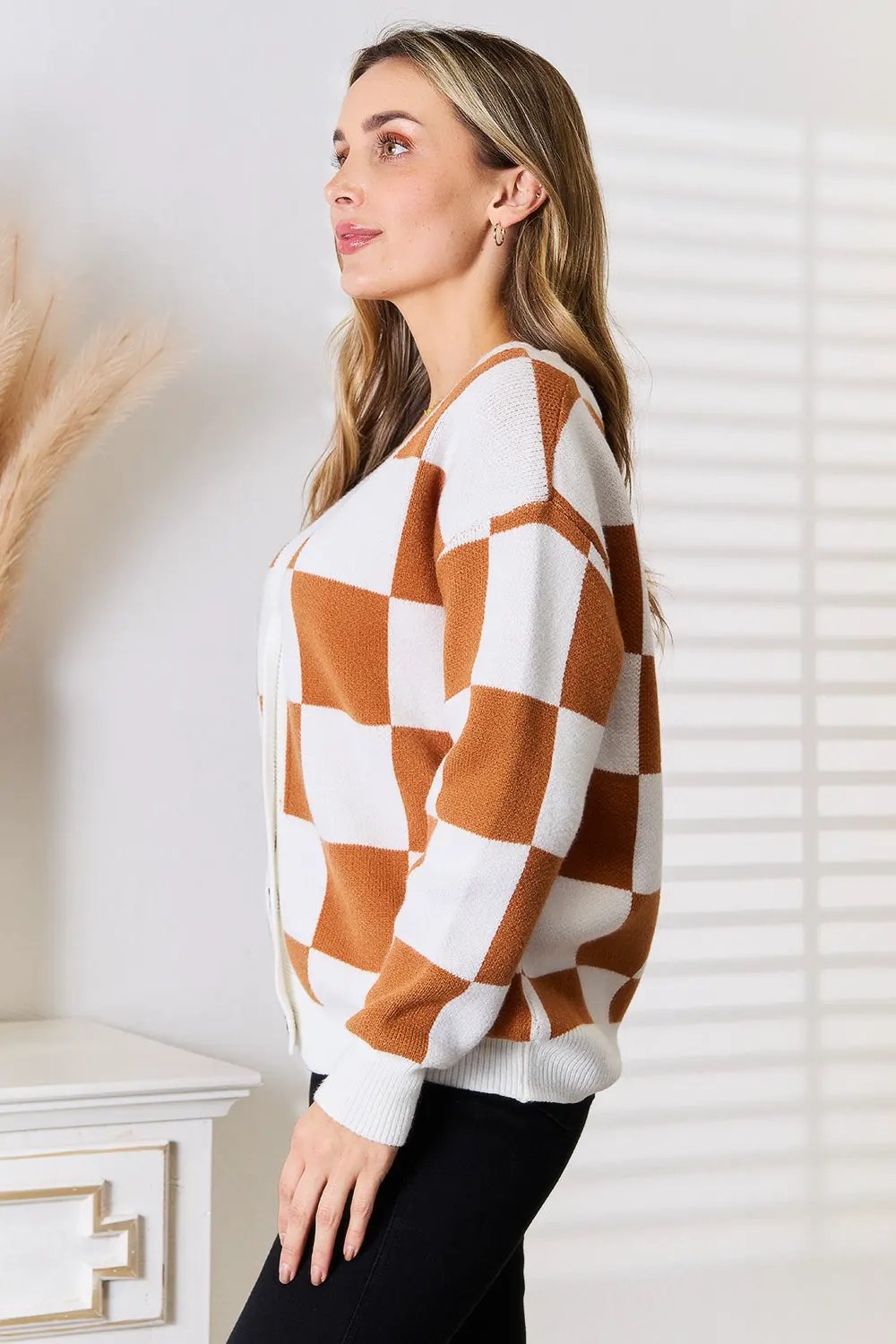 Angel Wings Double Take Button-Up V-Neck Dropped Shoulder Cardigan by Angel Wings
