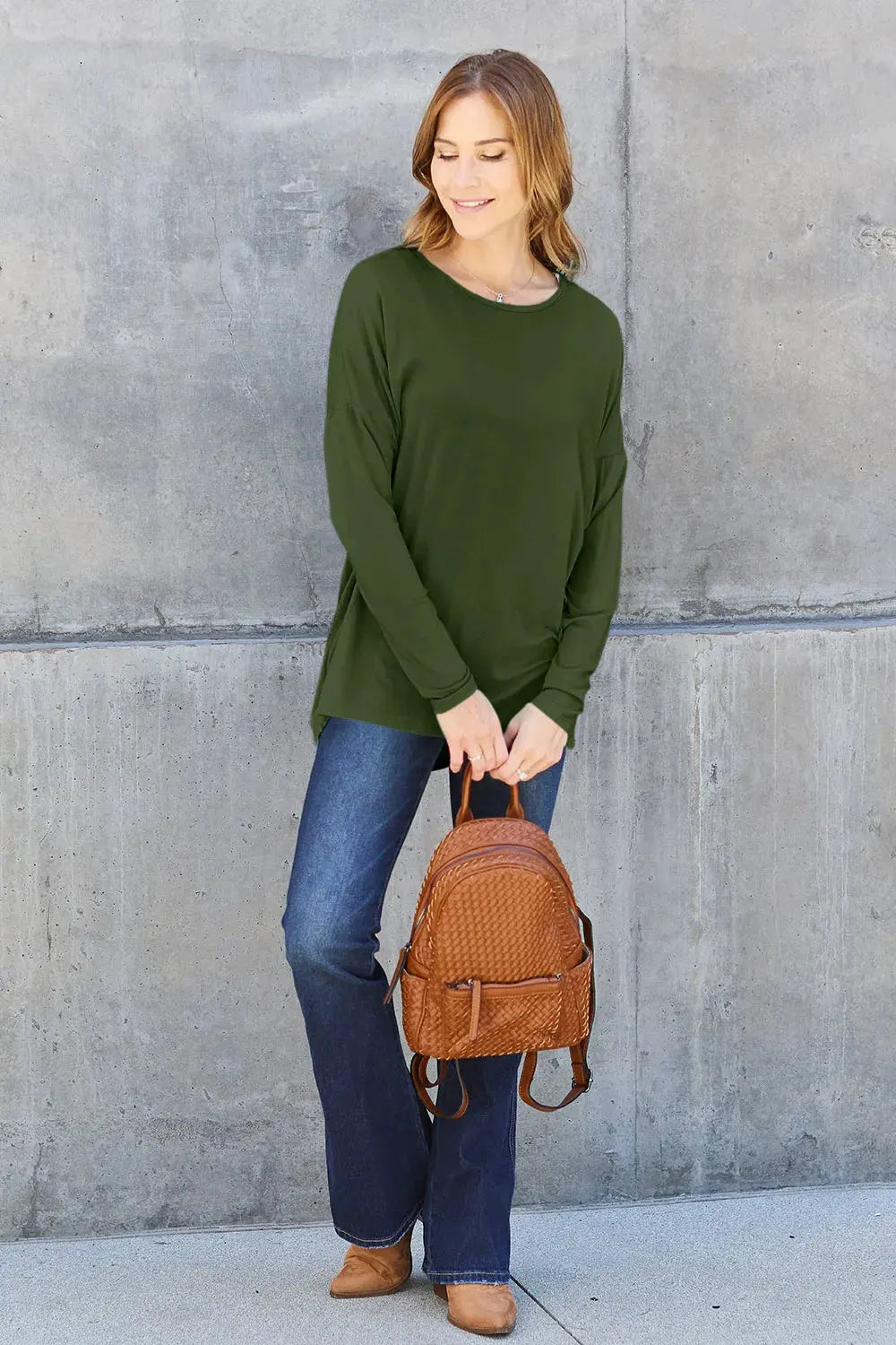 Basic Bae Full Size Round Neck Dropped Shoulder T-Shirt by Basic Bae