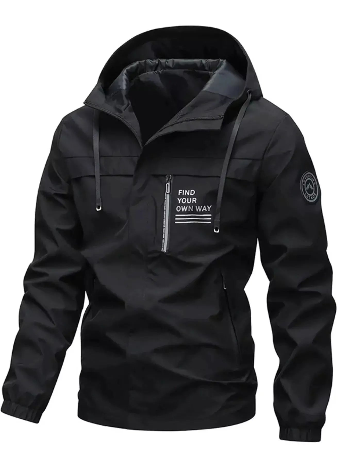 Men's Plus Size Hooded Outdoor Windproof Jacket by Partner Label