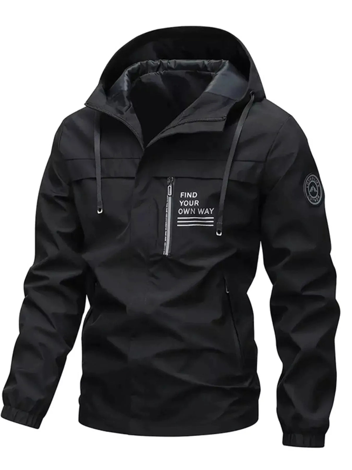 Men's Plus Size Hooded Outdoor Windproof Jacket by Partner Label