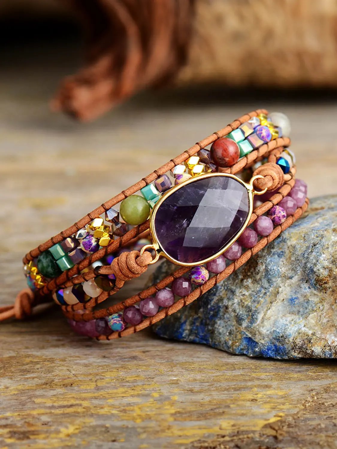 Triple-Layer Amethyst Bracelet by Partner Label