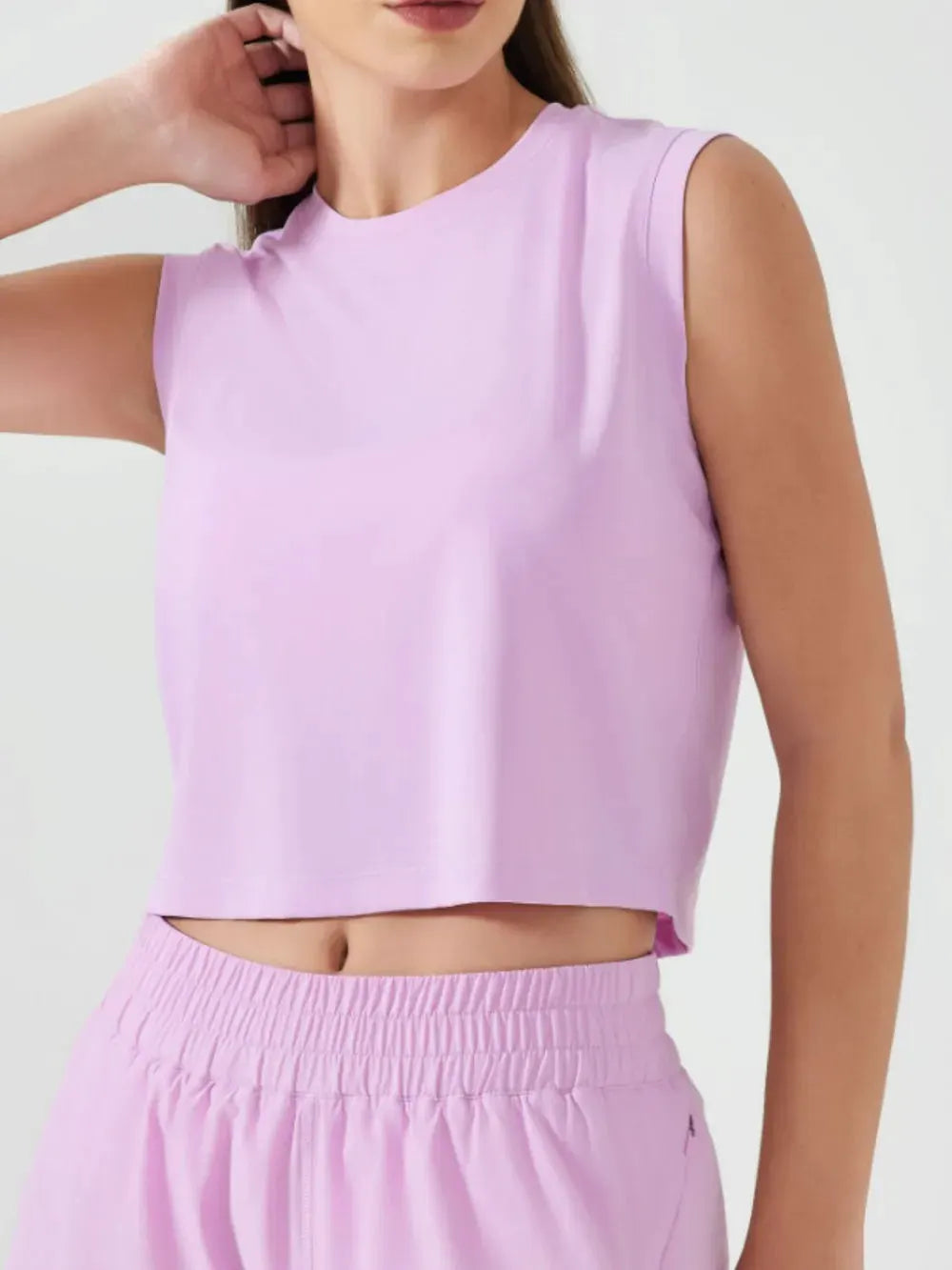 Millennia Round Neck Cropped Active Tank by Millennia