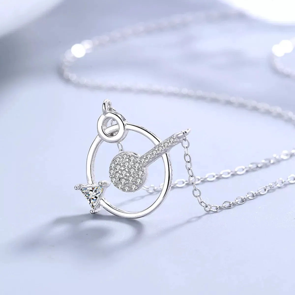 925 Sterling Silver Zircon Geometric Pendant Necklace by Partner Labels