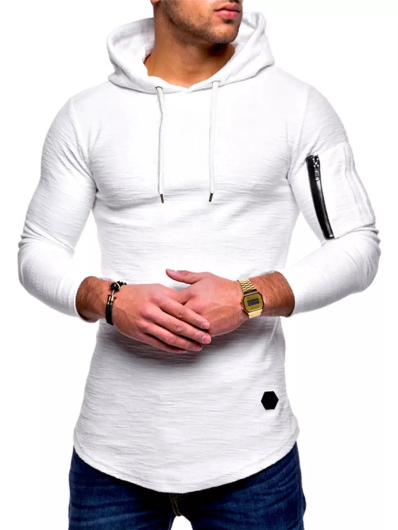 Men's Plus Size Casual Slim Fit Long Sleeve Hoodie by Partner Label