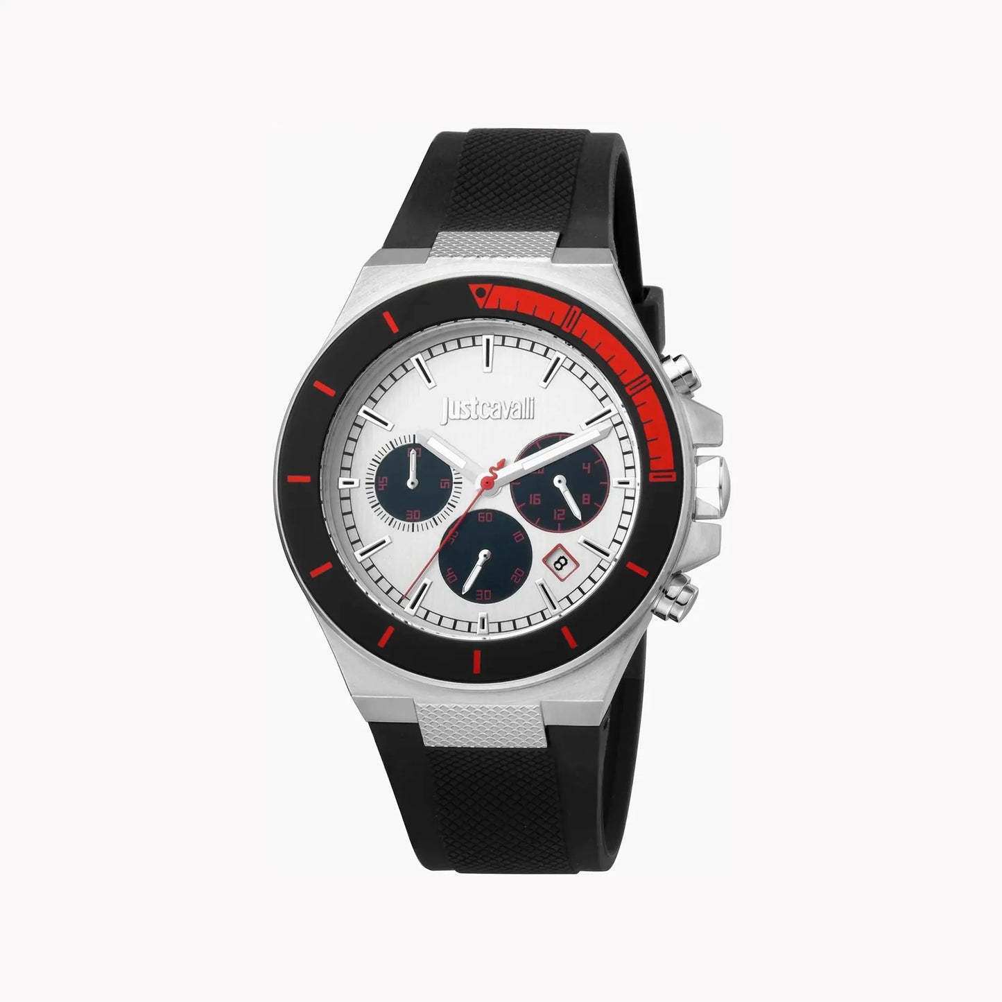 Just Cavalli Men's Silver Watch, Black Silicone Band | Jc1g139p0025 by JUST CAVALLI