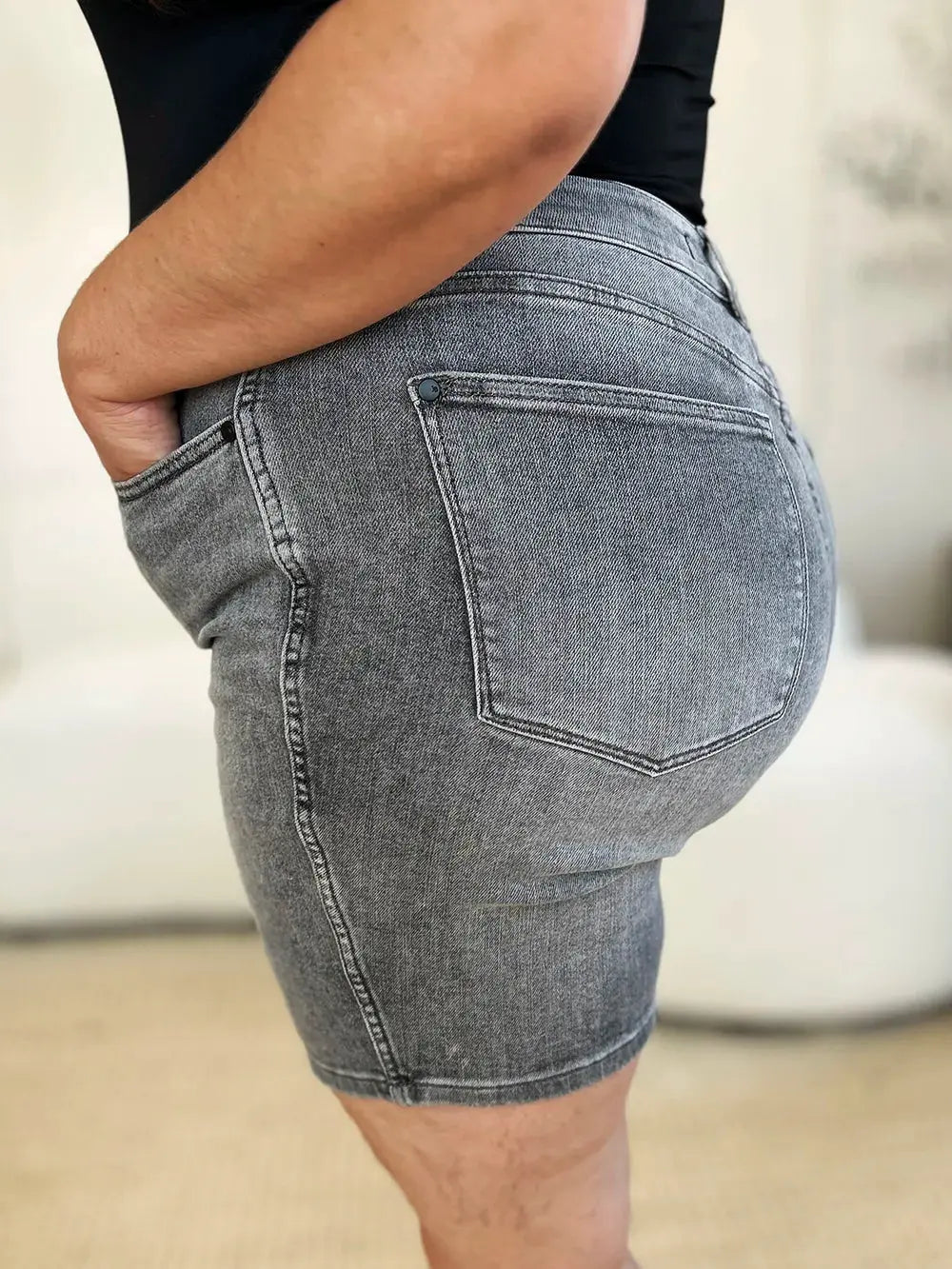 Judy Blue Full Size High Waist Washed Denim Shorts by Judy Blue