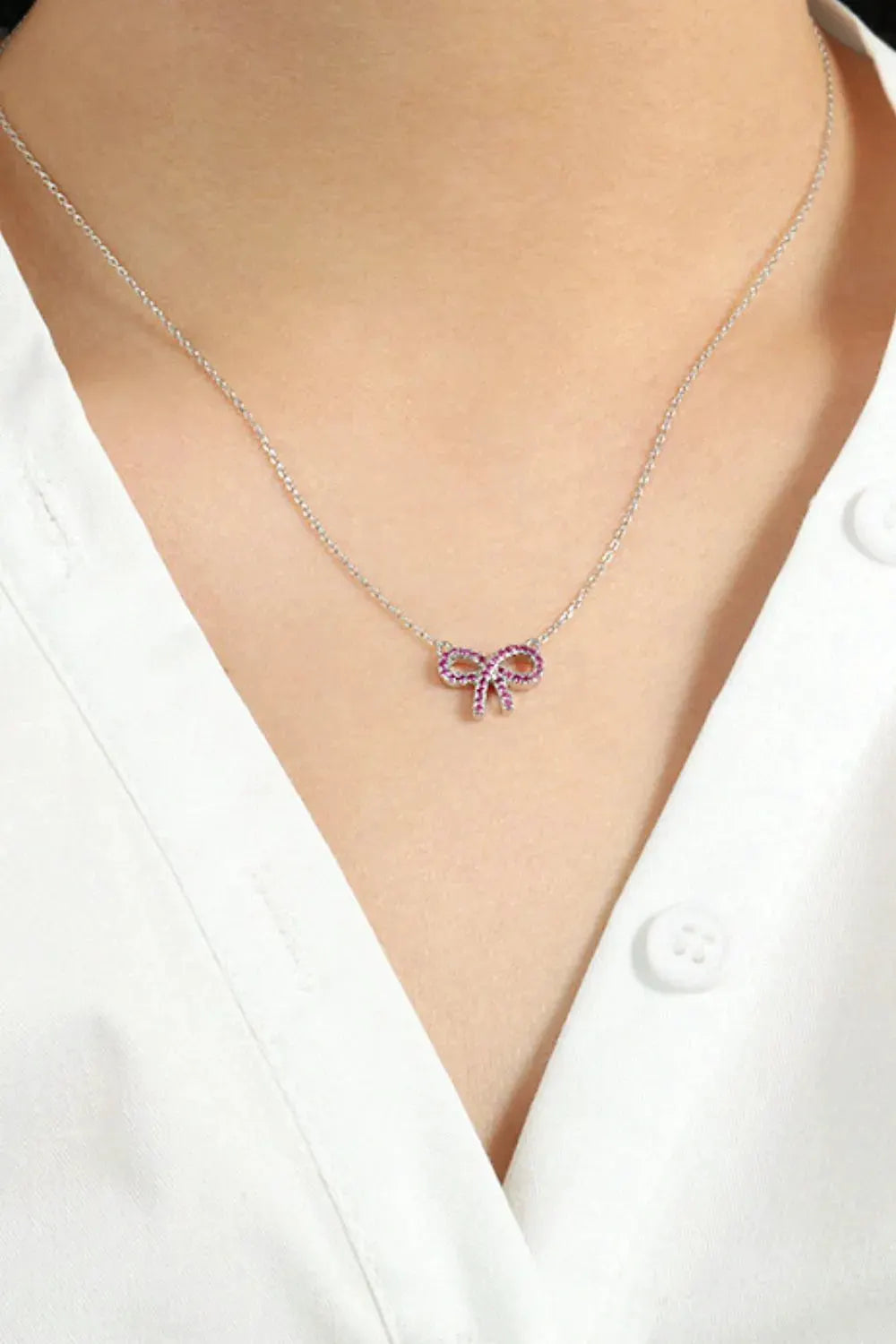 925 Sterling Silver Bow Necklace by Partner Label