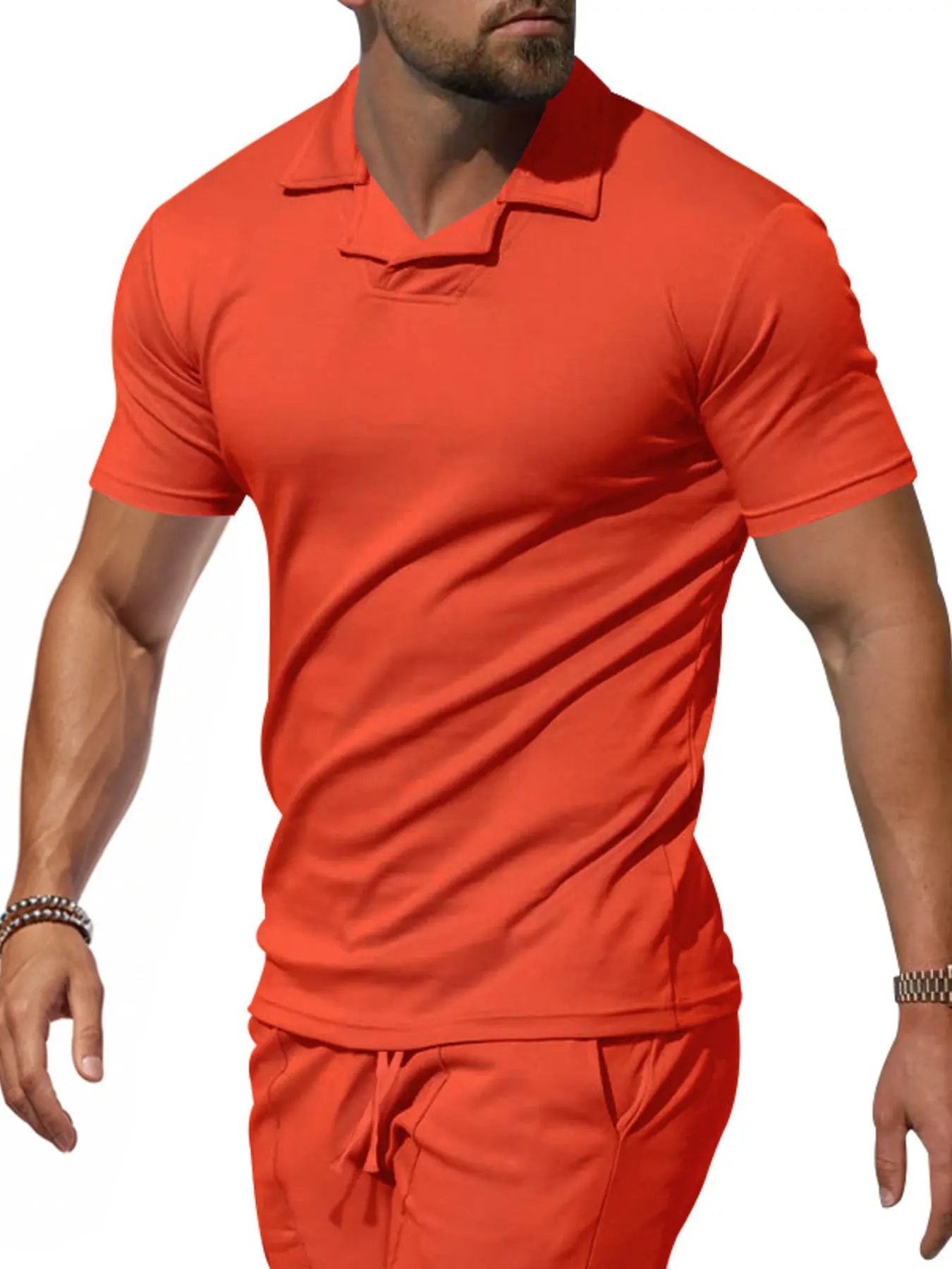 Men's Full Size Casual Short Sleeve Polo Plus Size by Trendsi