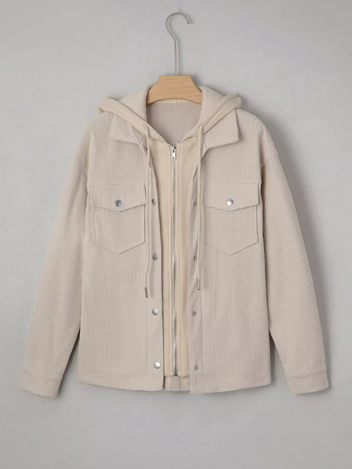 Thermal Knit Textured Hooded Jacket by Partner Label