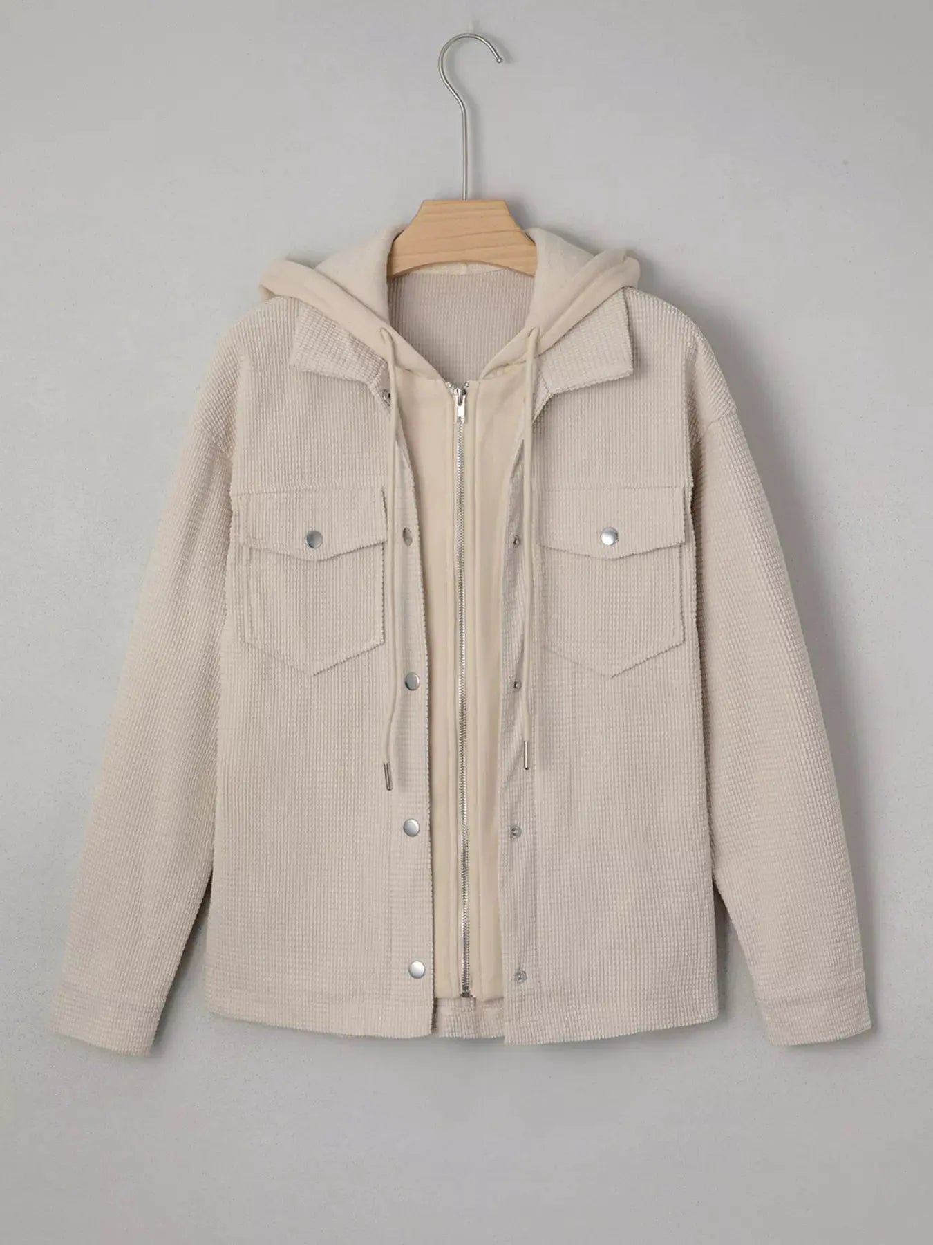 Thermal Knit Textured Hooded Jacket by Partner Label