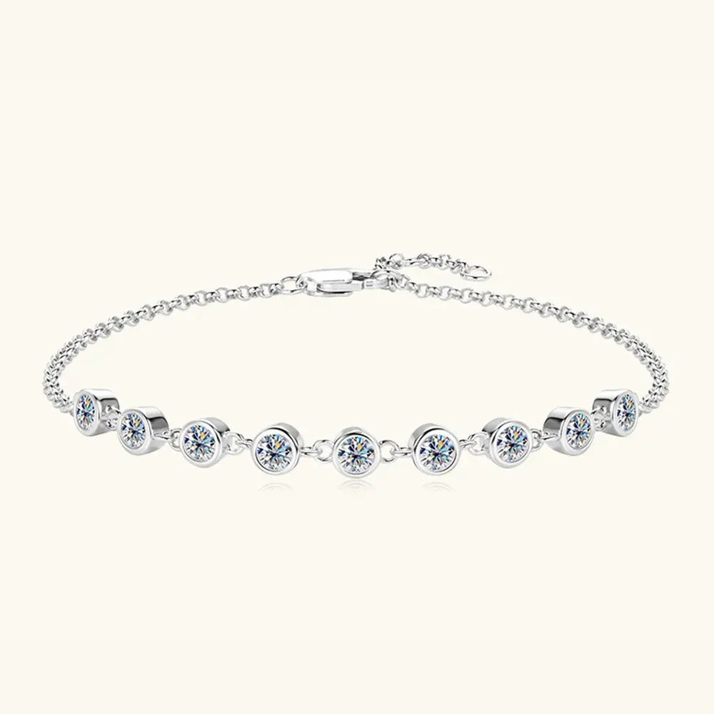 Inlaid Moissanite 925 Sterling Silver Bracelet by Partner Label