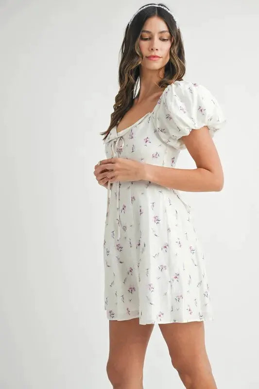 MABLE Floral Print Puff Sleeve Mini Dress by MABLE