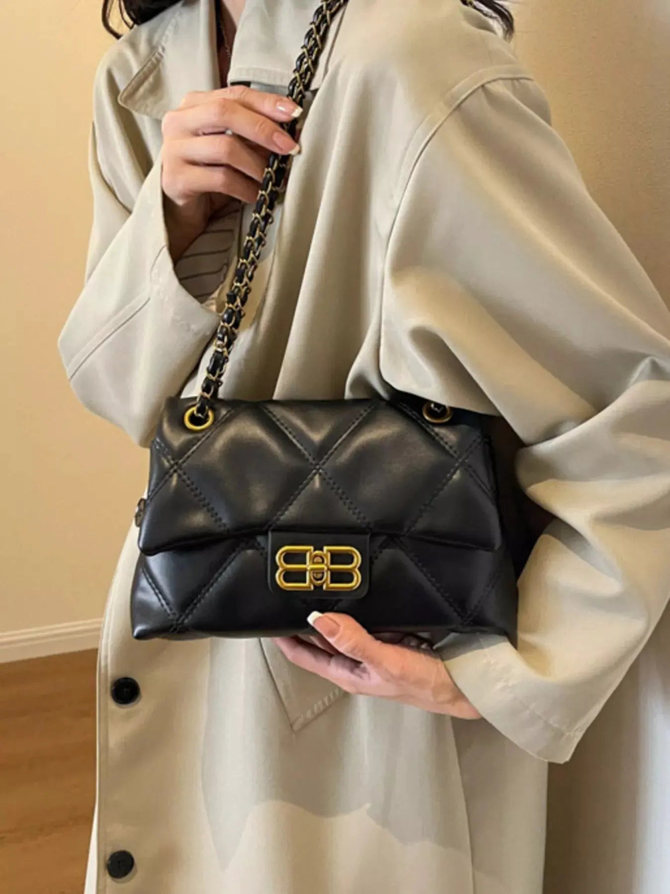 Quilted Flap Chain Crossbody Bag by Partner Label