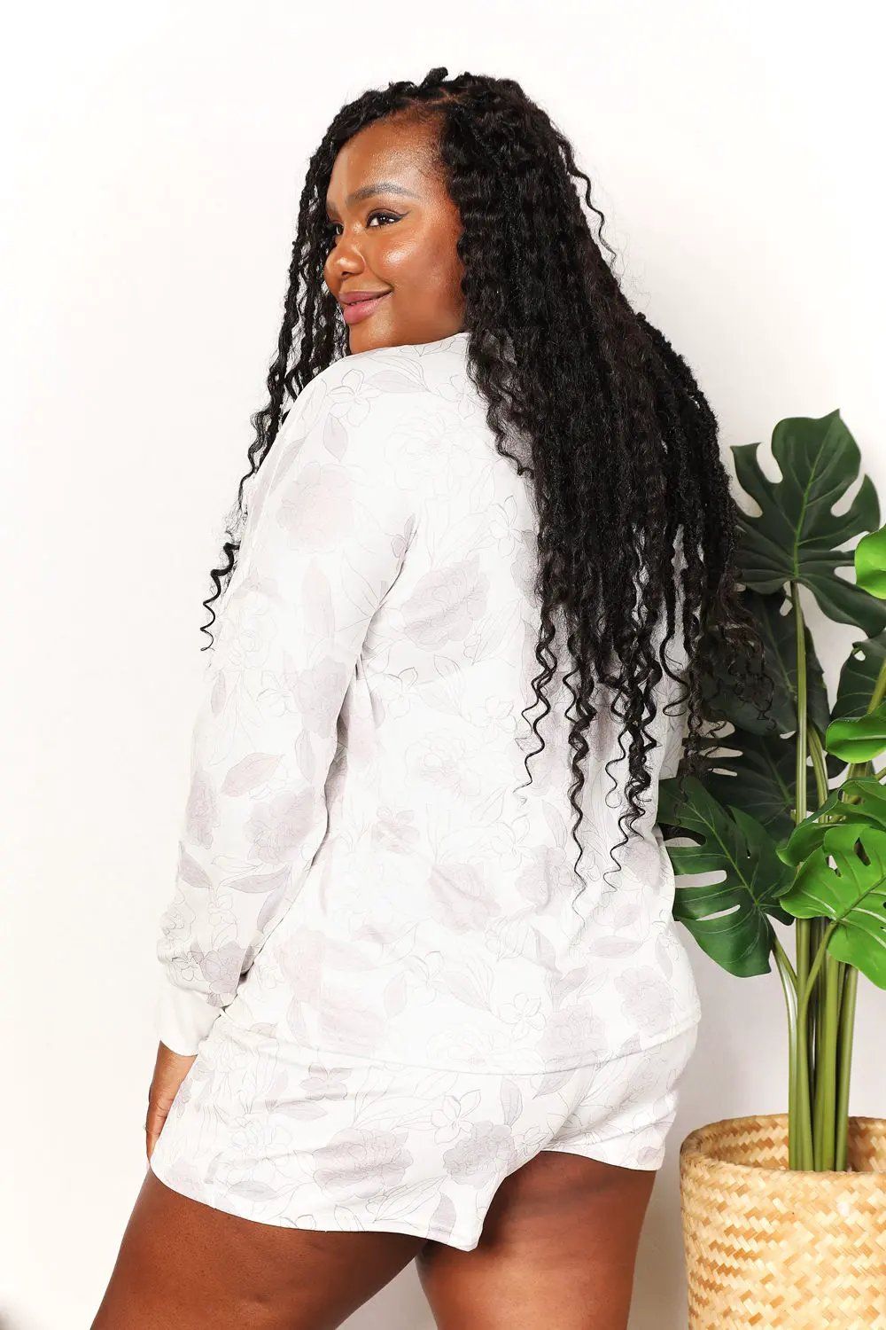 Double Take Floral Long Sleeve Top and Shorts Loungewear Set by Double Take