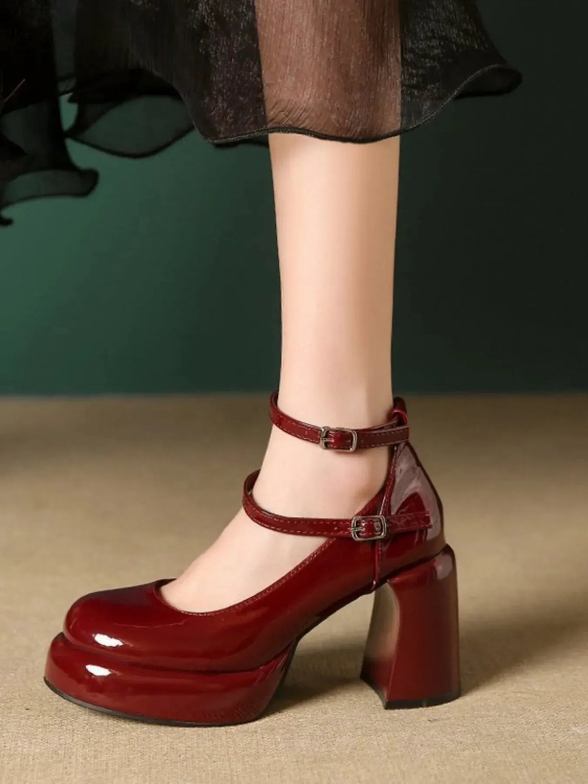 Patent Leather Mary Jane Platform Pumps by Partner Label
