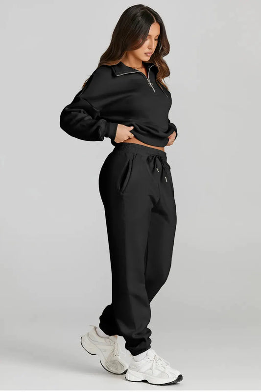 Quarter Zip Top and Drawstring Pants Active Set by Partner Label