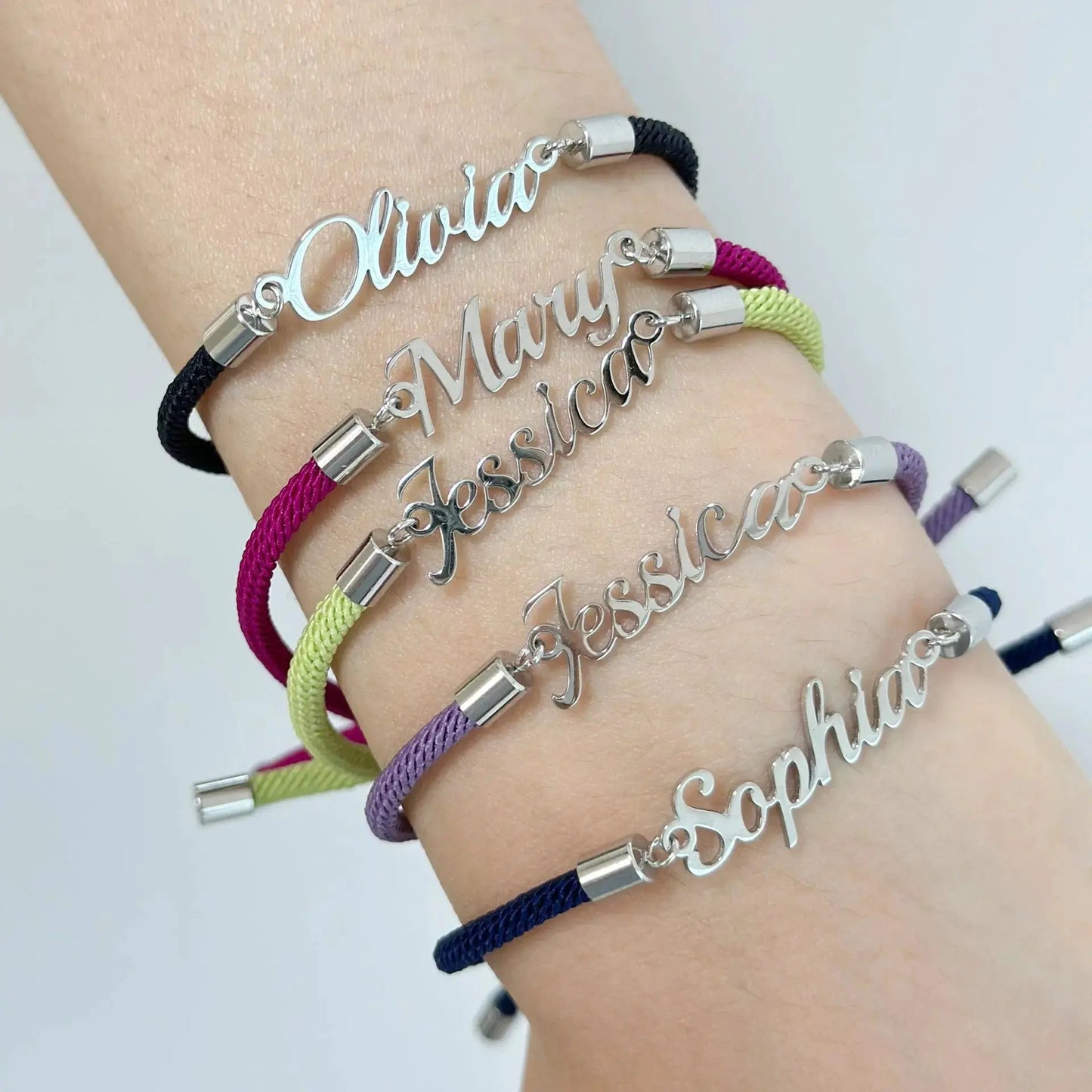 Personalized Colorful Rope Chain Custom Name Bracelet Personalized Adjustable Name Jewelry For Girls by Maiden-Art