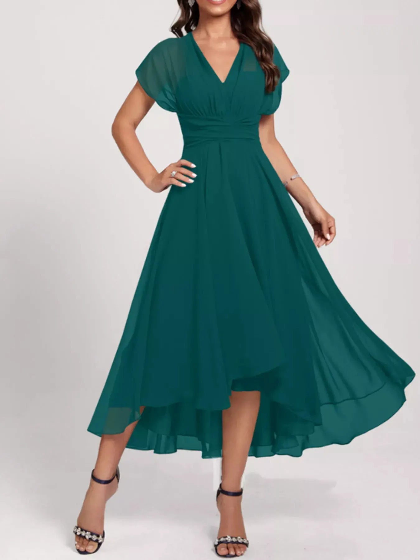 Ruched A-Line Midi Dress by Partner Label