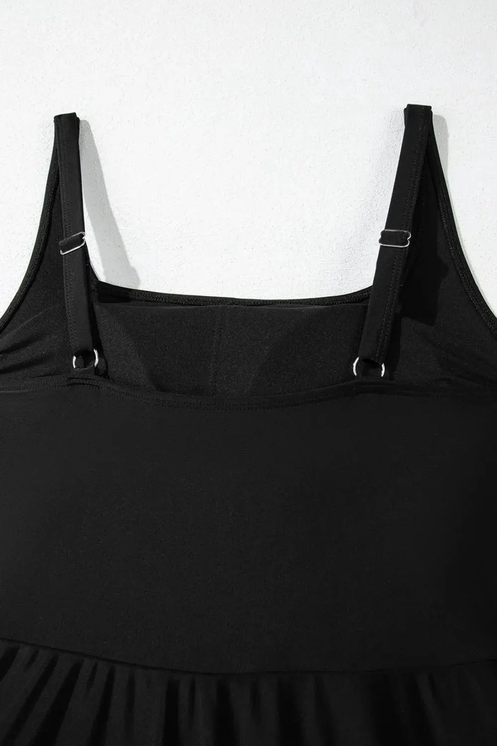 Side Tied Waist Square Neck Adjustable Straps A-line One Piece Swim Dress by Partner Label