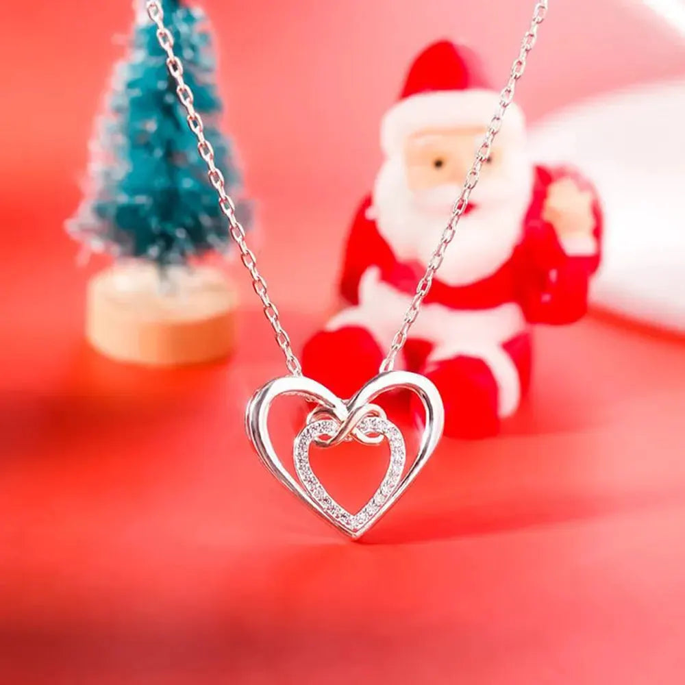 Heart Shape Inlaid Zircon 925 Sterling Silver Necklace by Partner Label