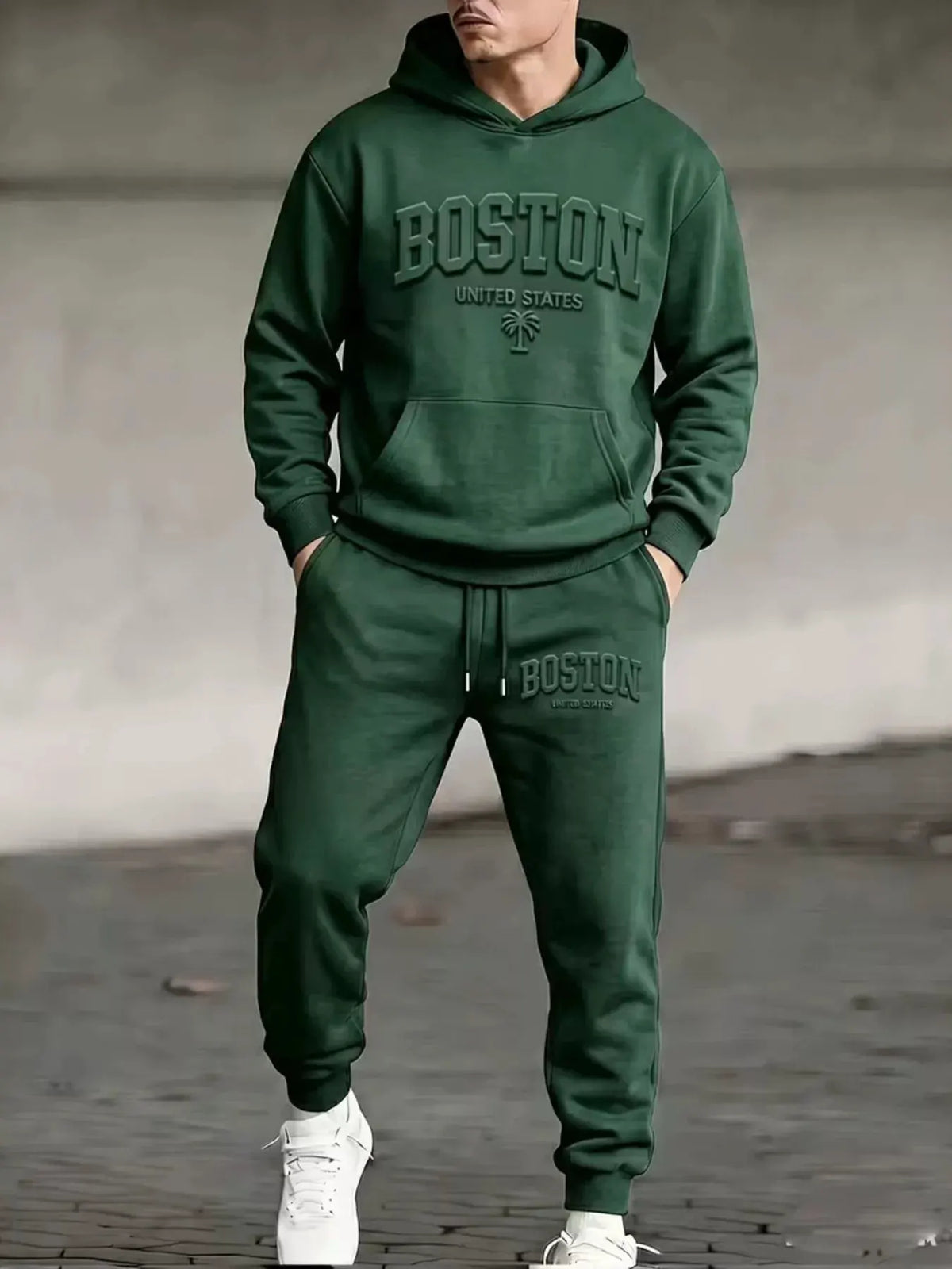 Men's Full Size Kangaroo Pocket Hoodie and Pants Set Plus Size by Trendsi