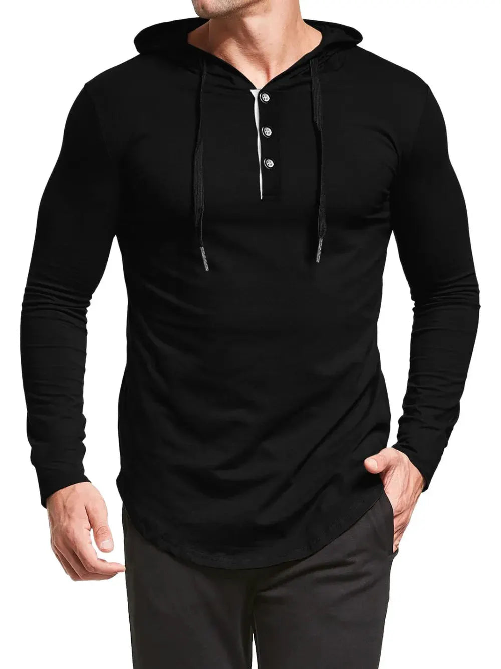 Men's Plus Size Drawstring Long Sleeve Hoodie by Trendsi