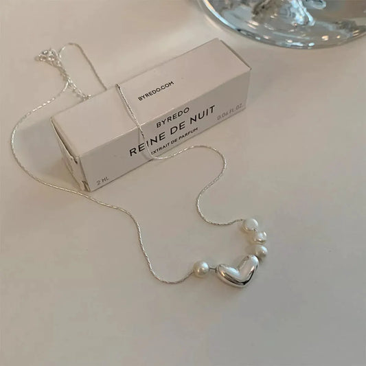 Heart & Pearl Accent Necklace by Partner Labels