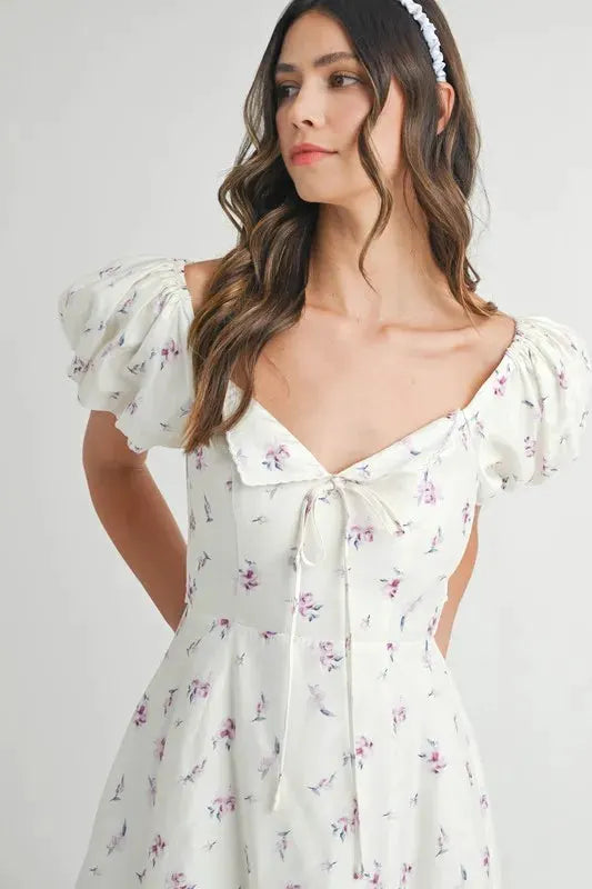 MABLE Floral Print Puff Sleeve Mini Dress by MABLE