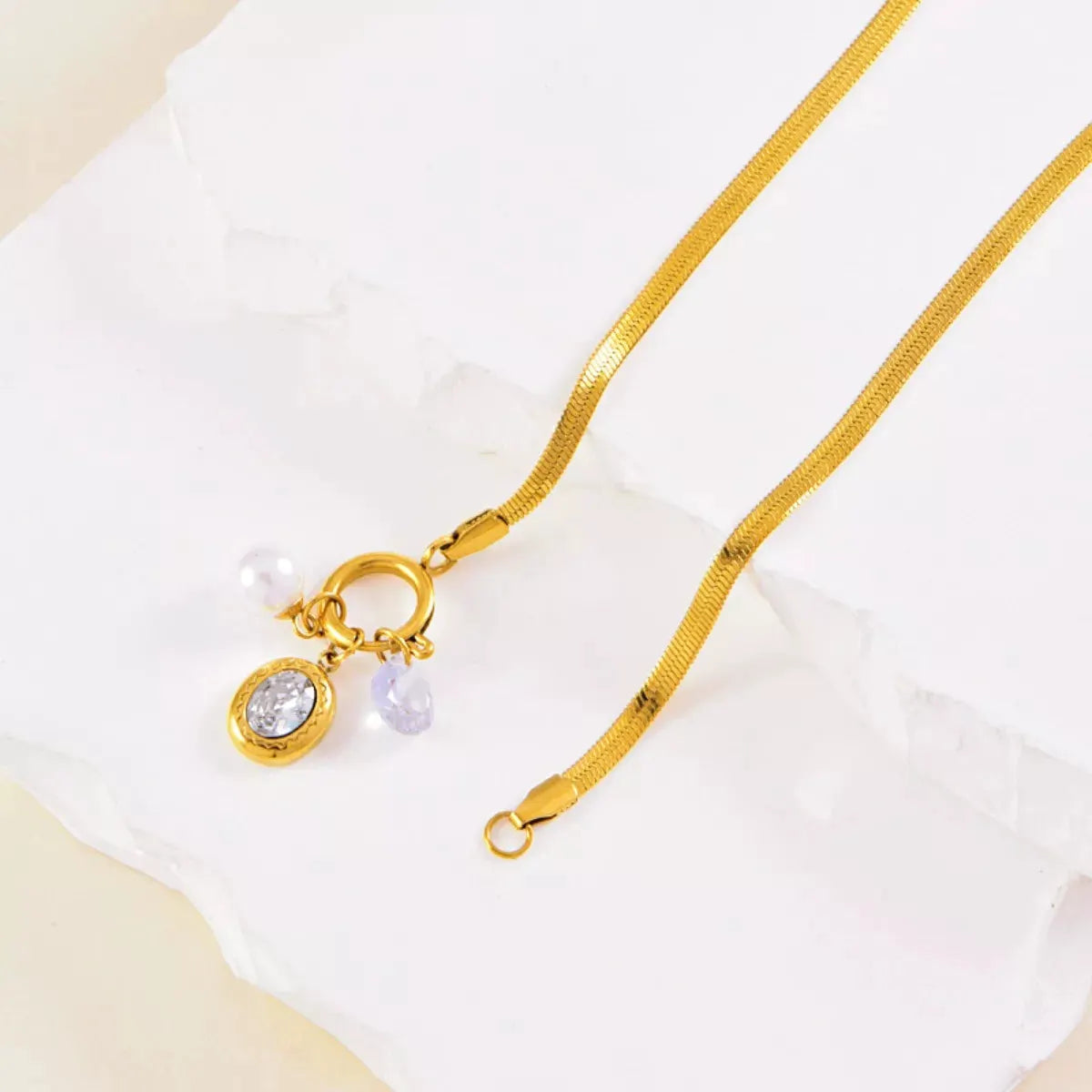 18K Gold-Plated Herringbone Chain Necklace by Partner Label