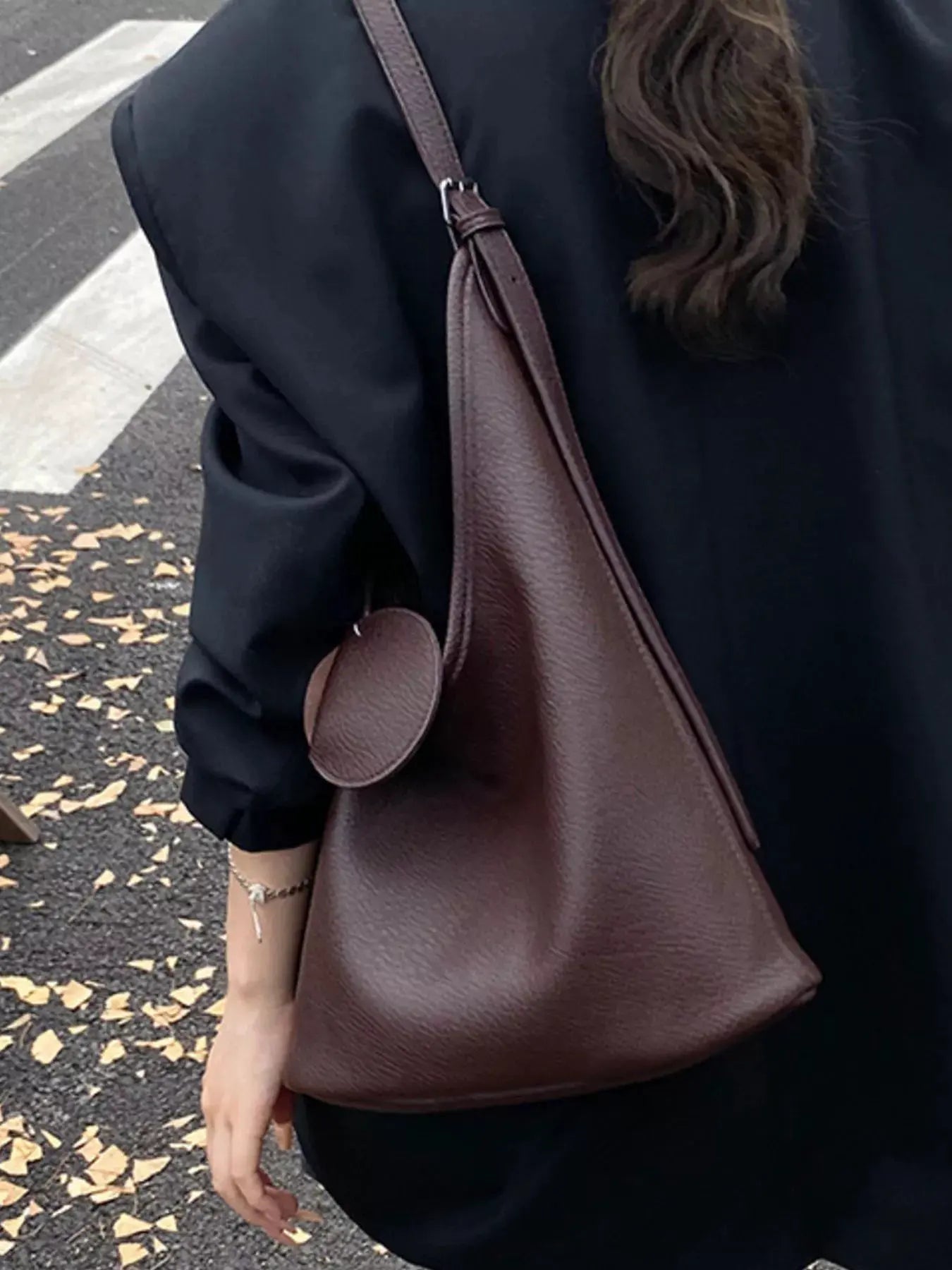 Solid Color Leather Handbag by Partner Label