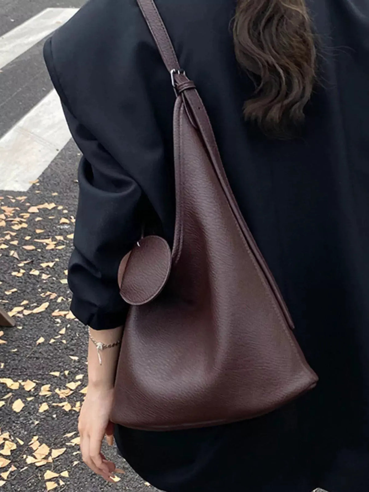 Solid Color Leather Handbag by Partner Label