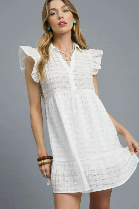 Umgee Ruffle Cap Sleeve Textured Mini Dress by Umgee