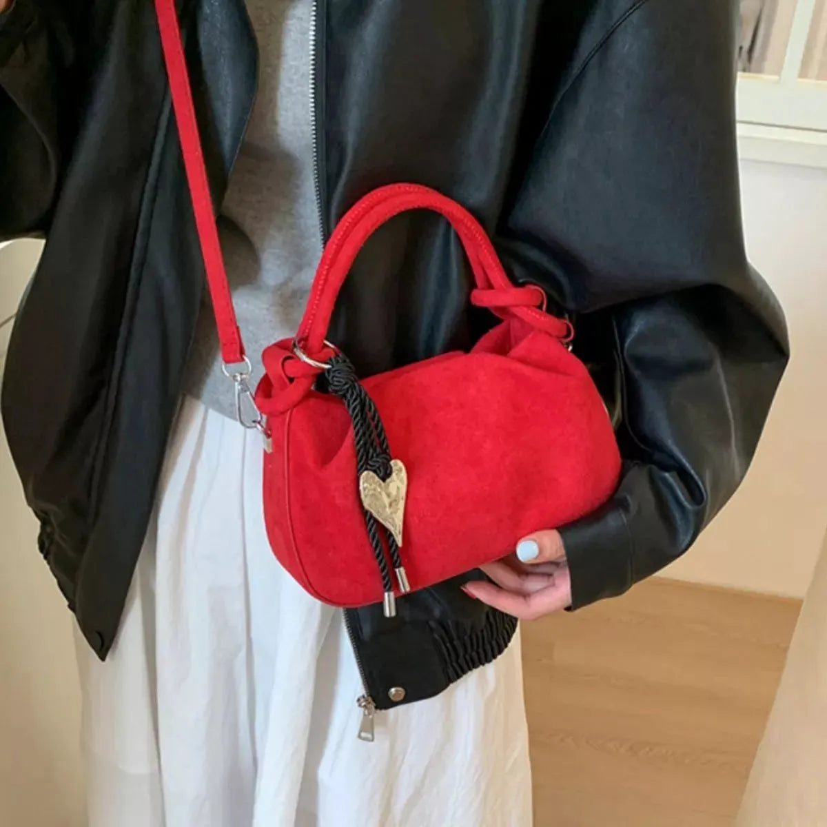 Suede Mini Crossbody Bag with Adjustable Strap by Partner Label