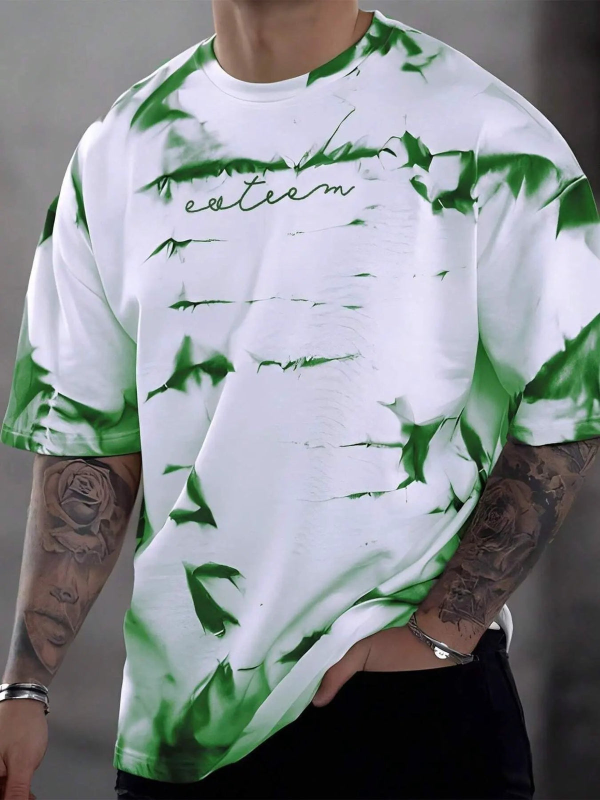 Men's Full Size Tie-Dye Round Neck T-Shirt Plus Size by Partner Label